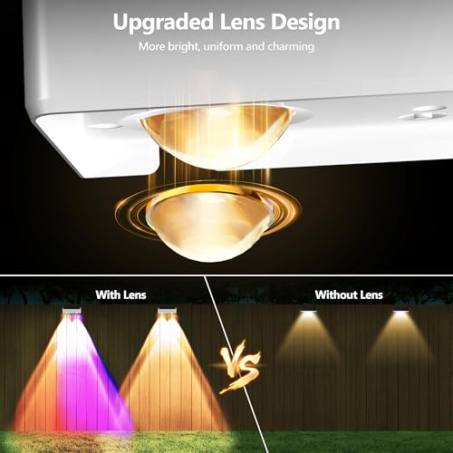 Image of Brizled 12 Pack Outdoor Solar Fence Lights, 11 Modes & 9 Colors Color Changing Fence Solar Lights Waterproof IP65, 100 Lumens Landscape Deck Outdoor Lighting for Backyard Railing Wall Fence Poolside
