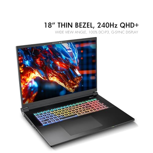 Image of Sager NP9580T Gaming Laptop, 18 Inch QHD+ 240Hz 100% DCI-P3 G-Sync, Intel Core Ultra 9 Processor 275HX, RTX 5090 24GB, 64GB RAM, 2TB Gen4 NVMe SSD, Win 11 Pro