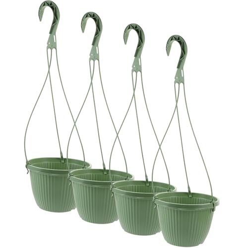 4 cestini da appendere in polipropilene, diametro 15,2 cm, con fori di drenaggio e gancio, vasi da fiori per interni ed esterni, per dormitori, case, uffici (verde)