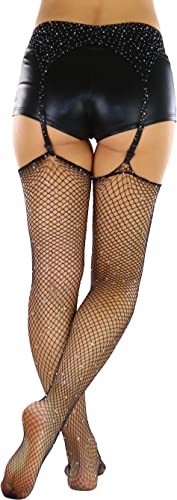 Image of ToBeInStyle Women's Seductive Punk Rock Basic Unfinished Rawedge Fishnet Thigh Highs