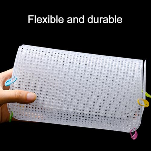 Miniatura 3 de Helweet Plastic Canvas, Cañamazo Plástico, Lona De Malla De Plástico Red, Malla De Plástico Para Punto De Cruz, Para Bolsos De Bricolaje Para Manualidades Y Proyectos De Costura, 6 Piezas, 20 X 30cm