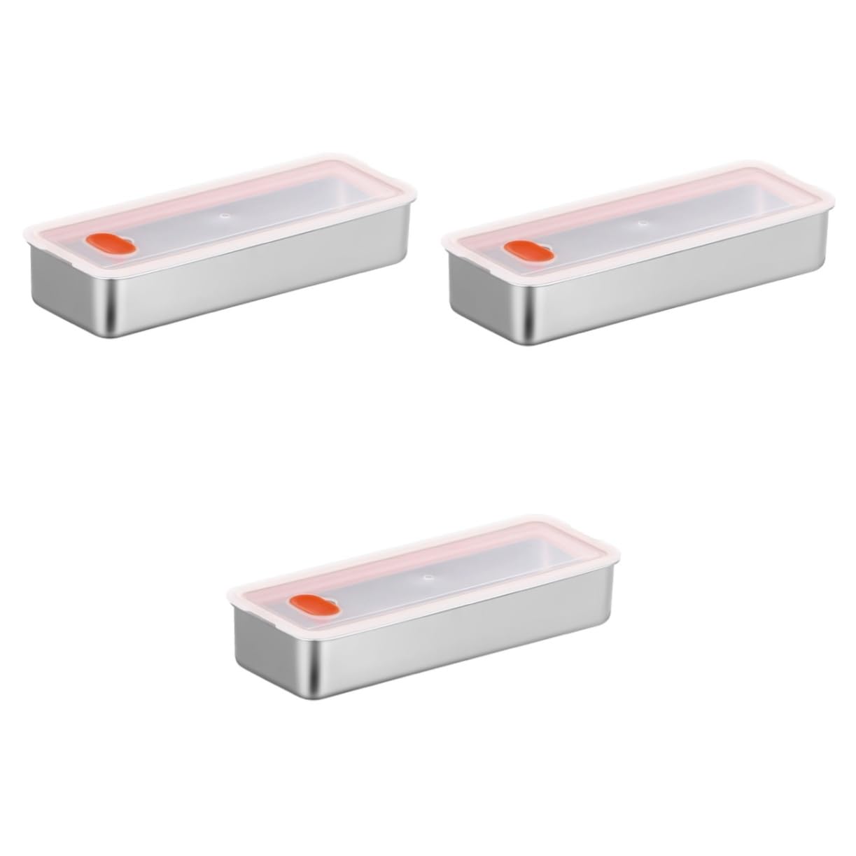 PRETYZOOM 3piezas Contenedor De Almacenamiento De Tocino Hermético Inoxidable Tapa Recipiente Refrigerador Organizar y Conservar Alimentos