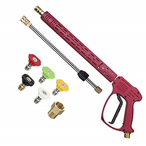 RIDGE Washer Pressure Washer Gun with Extension Wand for Hot and Cold Water, Power Washer Gun with M22 Fitting, 5 Nozzle Tips, 40 Inch, 4000 PSI