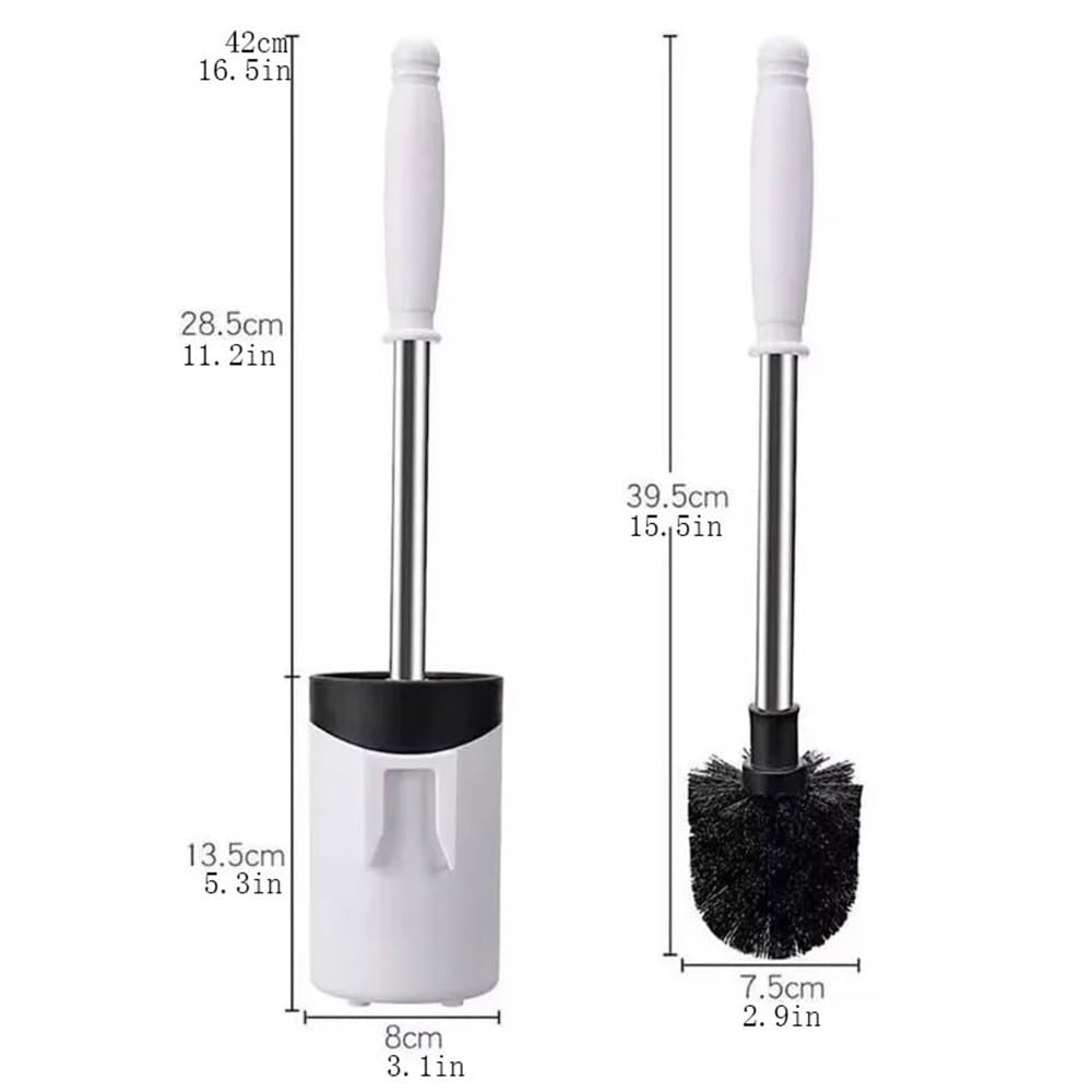 Cepillos de inodoro de pared de mango largo, cepillo de limpieza para baño con base (Grey)