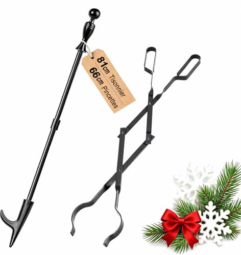 Amagabeli Pince à bois de cheminée 66 cm Pince à bois de cheminée Pince à bois lourde pour intérieur et bois de chauffage