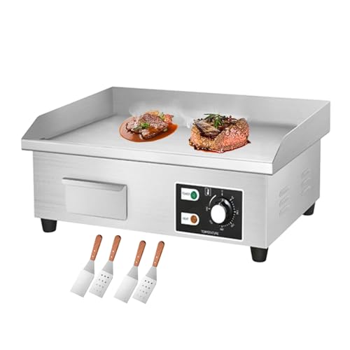 forplubossmmp Plancha Eléctrica con 4 Espátulas para Freír para Uso Comercial | Parrilla Eléctrica Teppanyaki | Placa para Asar Hamburguesas Y Tocino De 50 °C A 300 °C | Acero Inoxidable,3000W-2