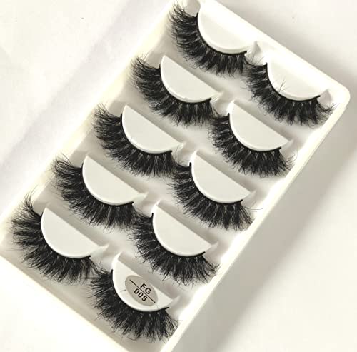HBZGTLAD 5Pairs 3D Faux Mink Lashes Natural Long Fluffy False Eyelashes Soft Eye Lashes Reusable Makeup Short Lashes Extension for Beauty (FG-005)