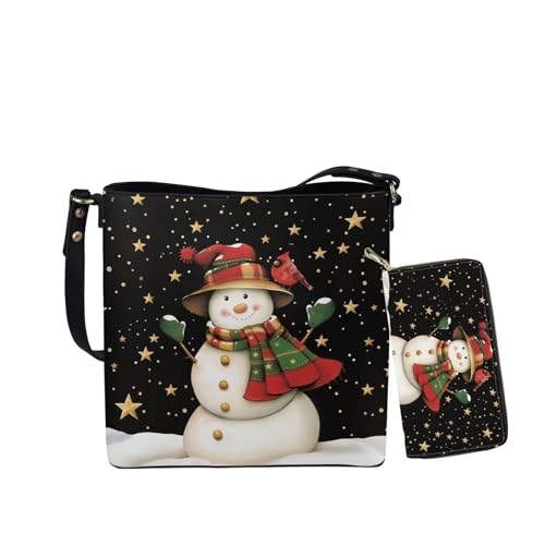 Image of HUGS IDEA Leather Purses and Handbag for Women Bucket Bag with Wrist Wallet 2 Packs