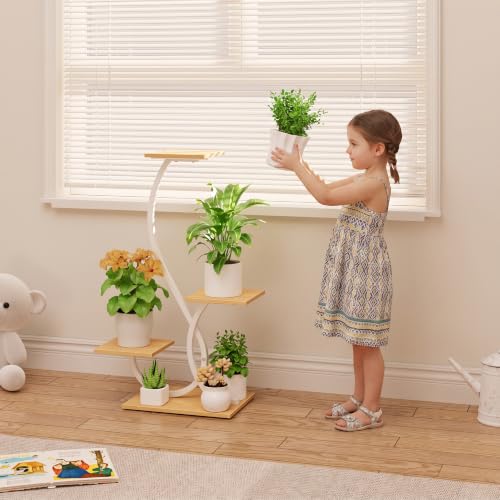 Image of BACEKOLL Plant Stand with Grow Lights 4 Tier Metal Plant Shelf 32 inch White