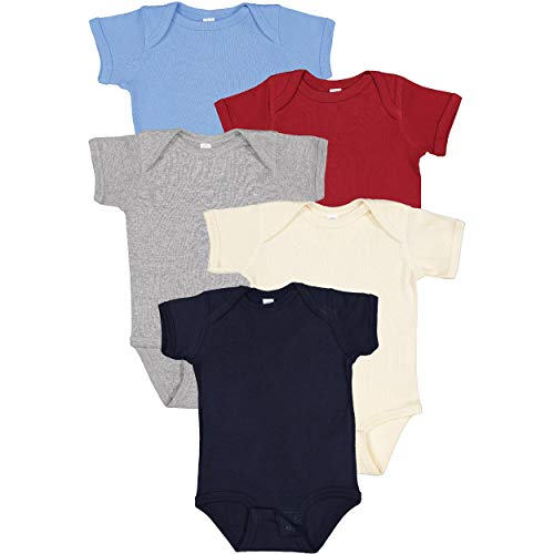 Image of RABBIT SKINS Baby Bodysuit Girl & Boy | Newborn 0-3 Months to 24 Months 5-Pack Bulk Set, Snap Easy Closure