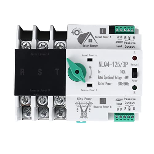 Marhynchus Uninterruptible Dual Power Transfer Switch Circuit Electrical Selector Switch 400V 100A for Homes, Shopping Malls, Factories, Farms