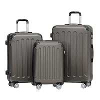 BEIBYE Kofferset 3-teilig – Kabinenkoffer, Reisekoffer und XL-Koffer aus ABS mit Doppelrollen und Zahlenschloss, Coffee – Ansicht 1