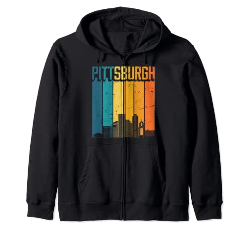 Pittsburgh USA Retro Vintage Puesta de sol horizonte Pittsburgh Sudadera con Capucha