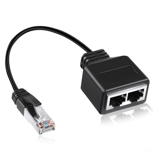 RJ45 Ethernet Splitter, 1 Male to 2 Female LAN Ethernet Cable Splitter Adapter, High-Speed Connector for Cat5, Cat5e, Cat6, Cat7 - Home and Office Use