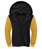 SWISSWELL Boys Fleece Jacket Sherpa Lined Zip Up Hohdie for Kids Winter Coat Black Yellow