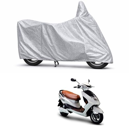 Image of 100% Waterproof Two Wheeler Body Cover Multi Layered Fabric Designed for Okinawa Raise | Belt Buckle Lock | Silver Mag