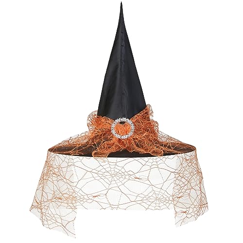 Leuceiy Halloween Witch Hats for Women Halloween Costume Accessory for Halloween Party(Orange)