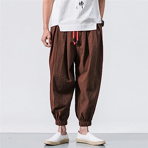 Pantalon décontracté ample homme coton lin léger armée 5XL confortable - 2