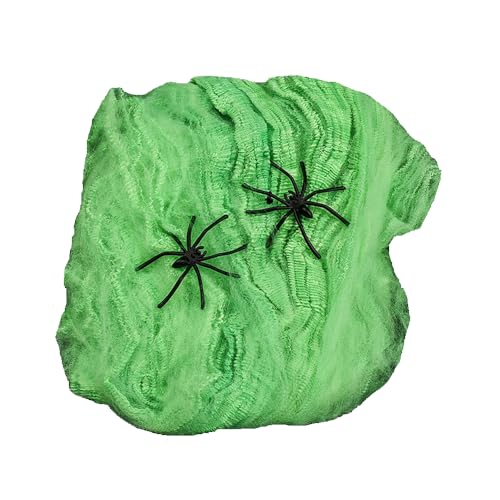 Ankelesz Halloween Creepy Cloth Scary Gauze Cloth Doorways with 2 Pcs Halloween Spider Web Netting Fabric (Green)