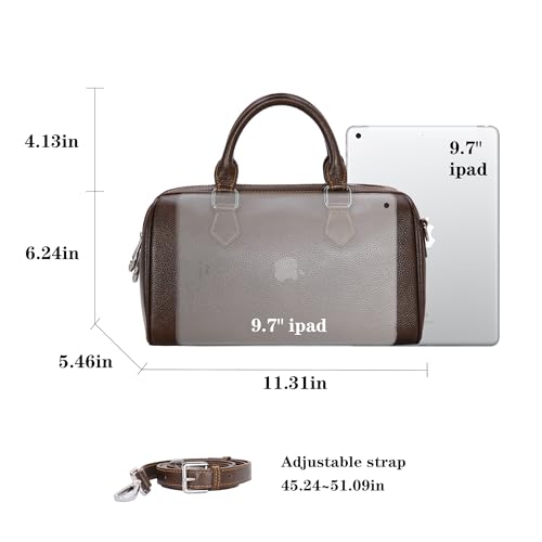 Image of HESHE Leather Crossbody Bags for Women Hobo Shoulder Bag Satchel Handbags | Genuine Leather,Removable Strap,Roomy Shoulder Bags Designer Boston Barrel Purse Ladies Daily Bag Crossbody Purse for Travel