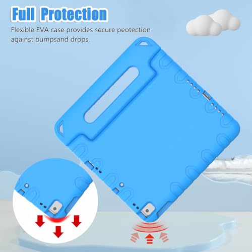 Surom Kids Case with Screen Protector for iPad 10.2 Inch 2021/2020/2019 (9th/8th/7th Generation), Shockproof Convertible Handle Stand iPad 10.2 9th/8th/7th Generation Case for Kids, Blue - Image 5
