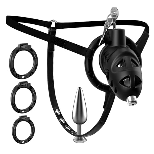 Cage de chasteté avec plug pénien et kit de bondage pour homme