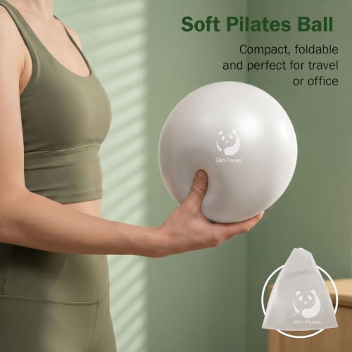 Image of Slim Panda Pilates Ball, 9 Inch Small Exercise Ball, Anti Burst Mini Yoga Ball for Stability, Workout, Barre, Core Strength, Physical Therapy, Balance, Stretching