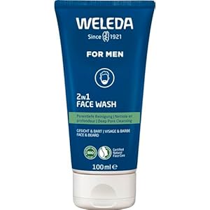 Weleda 2-in1 Face Wash for Men, Face & Beard, Mens Gentle Deep Pore Cleansing, Balance Oily Skin, Natural, Organic, Vegan, 100ml