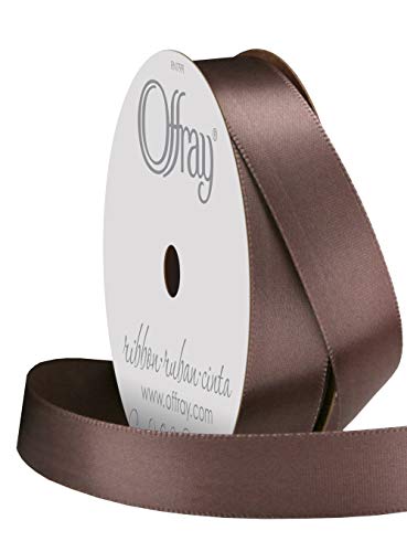 Image of Berwick Offray 808786 5 /8 inch Wide Single Face Satin Ribbon, New Chocolate Brown, 6 Yds