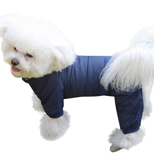 JoyDaog Fleece Lined Dog Coat with Detachable Hood and Detachable Hind Legs,Warm Puppy Jacket in Winter(Blue XS)