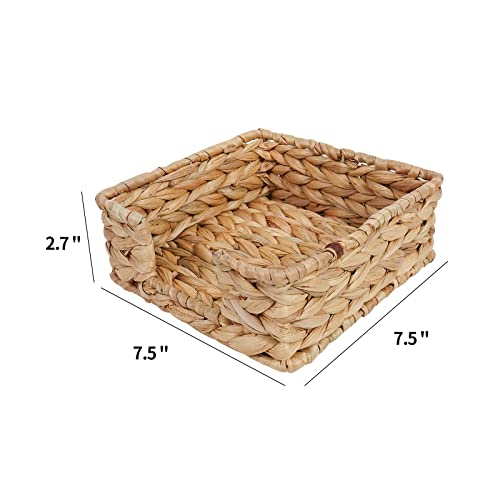Water Hyacinth Napkin Holder For Table Handmade Rattan Napkin Holders For Kitchen Decorative Wicker Napkin Tray For Dining Table,7 ½"L X 7 ½"W X 2 ¾"H #TOP3