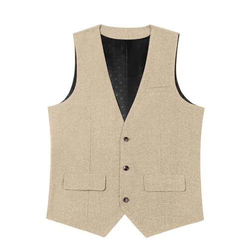 Men Vintage Suits Vest Casual Business Waistcoat Western Herringbone Vests with Pockets Wedding Groomsmen Blazer Vest4
