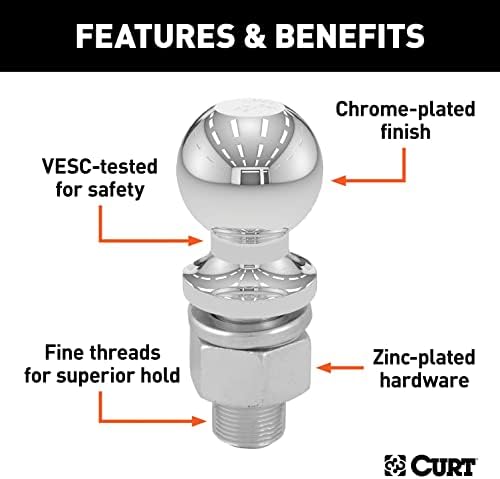 CURT 40003 Chrome Trailer Hitch Ball, 3,500 lbs, 2-Inch view 7