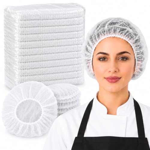 Disposable Bouffant Caps, 21inches Hair Net, Elastic Dust Cap for Food Service, Sleeping Head Cover (White-1000)