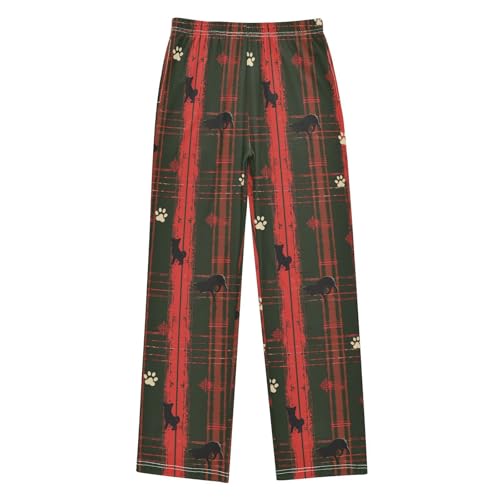 Pajama Bottoms, Christmas Plaid Pattern Sleeping Pant Lounge Wear Pajamas Long Pants Sleepwear PJS