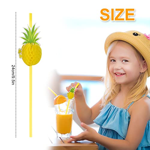 50 pitillos de papel con diseño de frutas y flamenco miniatura 2