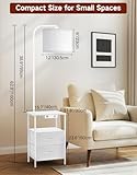 OUTONLIFE Floor Lamp with Table, 2 Drawers & Remote, Side End Table with Charging Station, Dimmable Nightstand with 3 Color Temperature, 1-Hour Timer, 12W LED Bulb, for Living Room, Bedroom(White) - Image 7