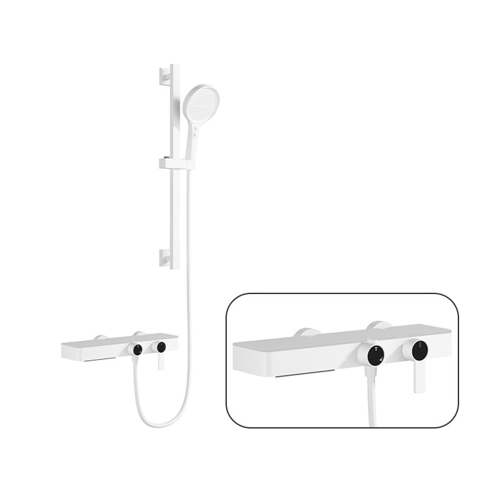 Fanjubei Dual Function: Matte White Bathroom All-Copper Multifunctional Hot And Cold Shower Set, Dual-Function Matte White