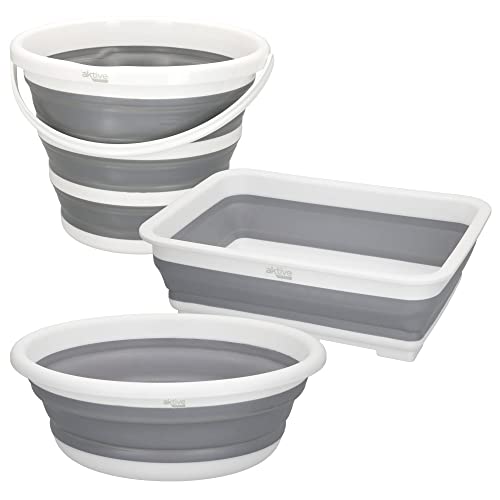 AKTIVE 52982 - Kit Accessoires de Camping résistants et durables | Bac Pliable 5 litres |...