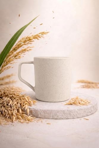 Image of Coffee Mug Set of 6 Made with Rice Husk & Bio Composite Material | TurtleBrew Travel Mug | Microwave & Dishwasher Safe | 200ml | Off-White
