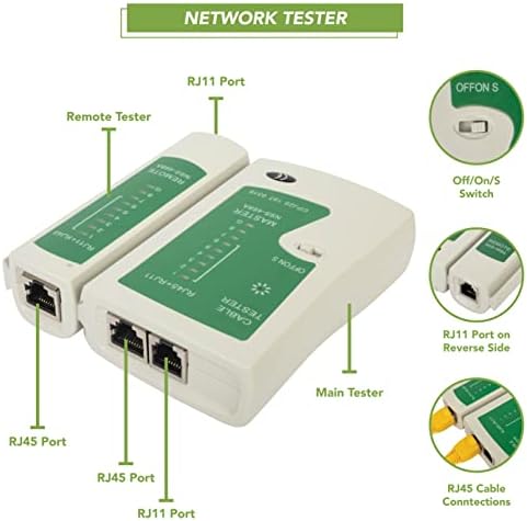 BLOSTM 9pcs Network Tool Kit - Network Installation & Repair Kit Inc. RJ45 Coupler, Network Cable Tester, Ethernet Crimping Tool, Punch Down Tool, Cable Ties & More - For Home & Office
