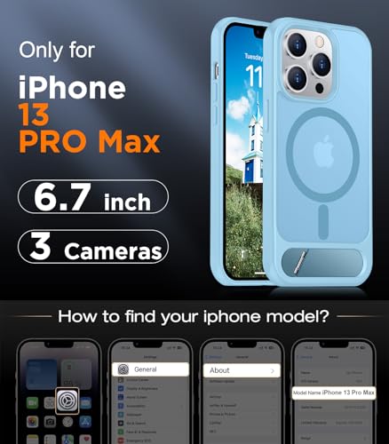 Image of Magnetic Compatible with iPhone 13 Pro Max Case, [Built-in Invisible Kickstand][Compatible with MagSafe] [Military Grade Shockproof] Slim Translucent Matte Phone Case for iPhone 13 Pro Max 6.7 inch