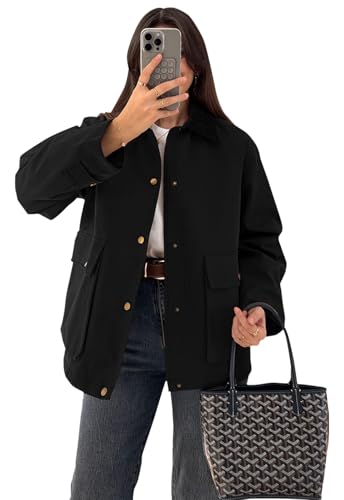 Image of RomMoon Womens Casual Cargo Jacket Long Sleeve Button Lightweight Outwear Coats with Pockets