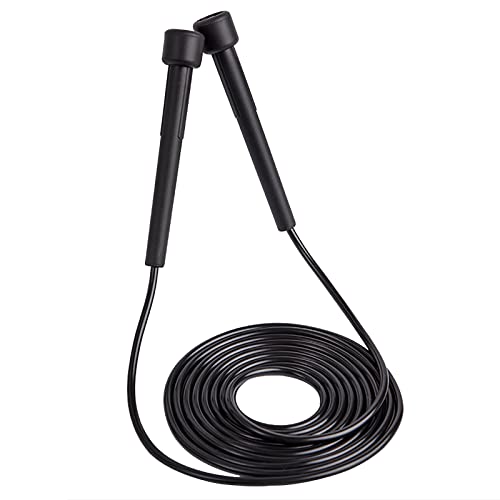 Speed Jump Rope for Men Women and Kids,Tangle Free Fast Skipping Rope Adjustable Length Solid PVC Skip Rope Speed Jumping Rope for Fitness Crossfit Exercise Workout Boxing MMA Gym (Black 1 pack)