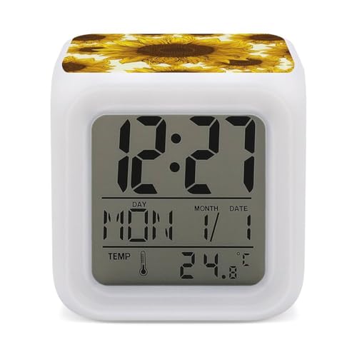 Réveil numérique LED Tournesol compact pour table de chevet - 2