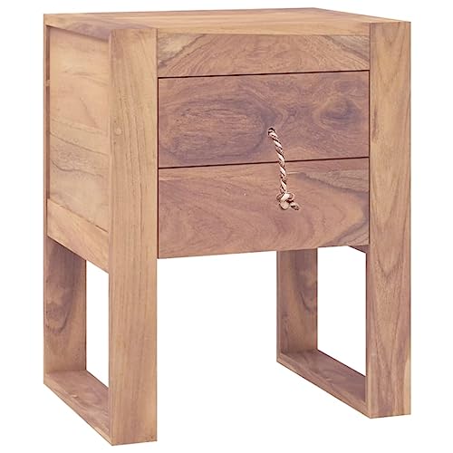Table de chevet en teck massif 40x30x50 cm avec tiroir rustique - 2