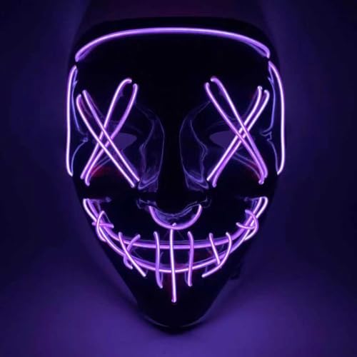 Mascara Led Neon Cosplay Festa Fantasia Terror Masculino Feminino Infantil Adulto Halloween Carnaval
