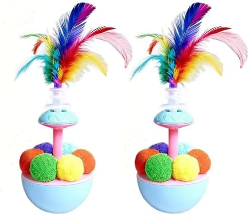 Funny Tumbler Cat Interactive with Pompom Balls Engaging Catnip Teaser for Indoor Kittens Promotes Play Chase Exercise for All Ages (2pc)