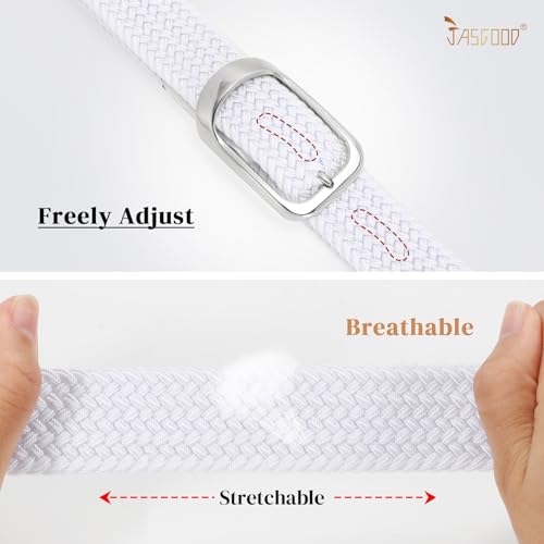 Image of JASGOOD Stretch Belt for Men, Men Women Elastic Woven Braided Belt 1 3 /8 Casual Belt Golf Belt for Jeans Pants