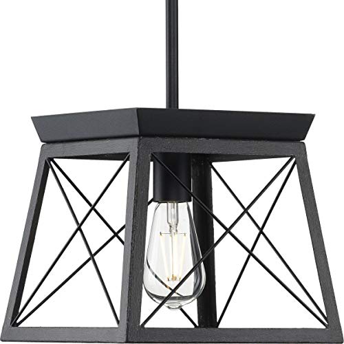Progress Lighting Briarwood Mini-Pendant Light, Ceruse Black